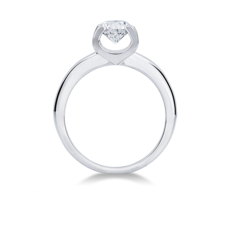 Bague solitaire ligne classique en or blanc 18 carats avec diamant 1 ct