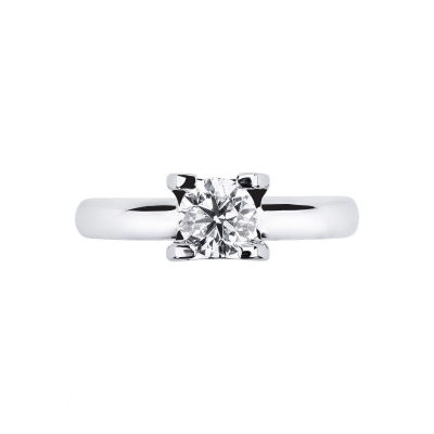 Bague solitaire ligne classique en or blanc 18 carats avec diamant 1 ct