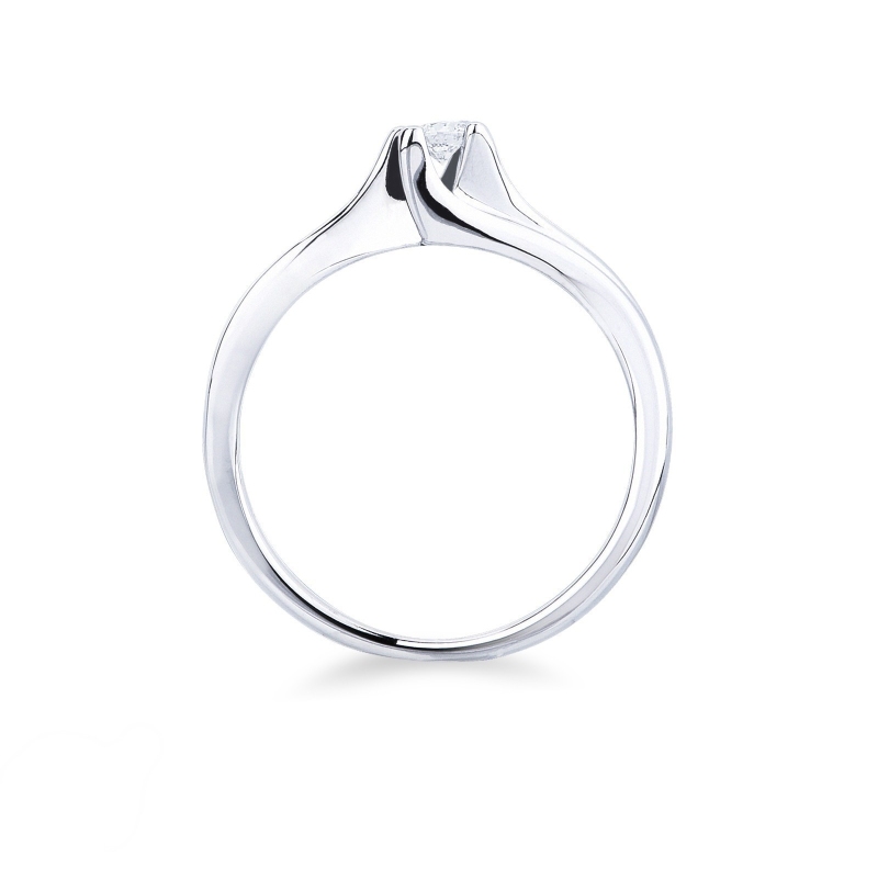 Bague solitaire en or blanc 18 ct avec diamant 0,10 ct Bague solitaire en or blanc 18 ct avec diamant 0,10 ct