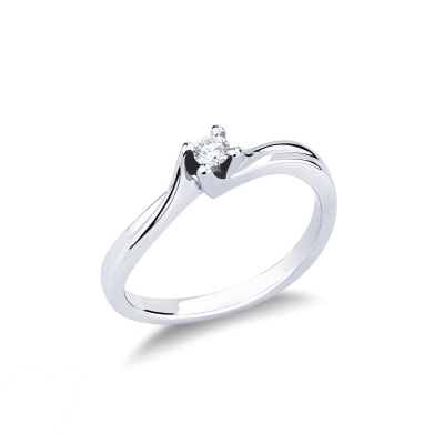 Bague solitaire en or blanc 18 ct avec diamant 0,10 ct