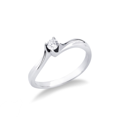 Bague or blanc solitaire diamant 0.15 ct