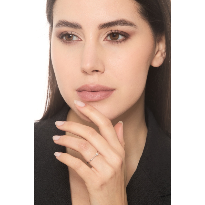 Bague Solitaire Valentin, Diamant 0,10 ct & Or Blanc 750 Bague Solitaire Valentin, Diamant 0,10 ct & Or Blanc 750