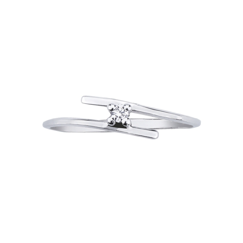 Bague solitaire en or blanc 18k avec diamant 0,04 ct