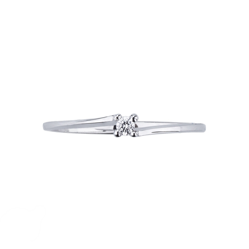 Bague solitaire en or blanc 18 carats avec diamant 0,04 Bague solitaire en or blanc 18 carats avec diamant 0,04