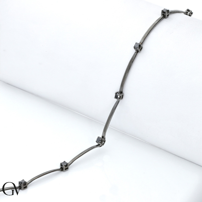 Bracelet homme en or 18 carats entièrement bruni avec diamants noirs Bracelet homme en or 18 carats entièrement bruni avec diamants noirs