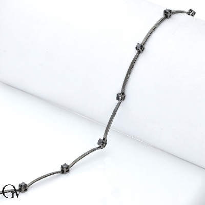 Bracelet homme en or 18 carats entièrement bruni avec diamants noirs