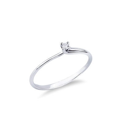 Solitaire en or blanc 18 carats avec diamant 0,04 ct