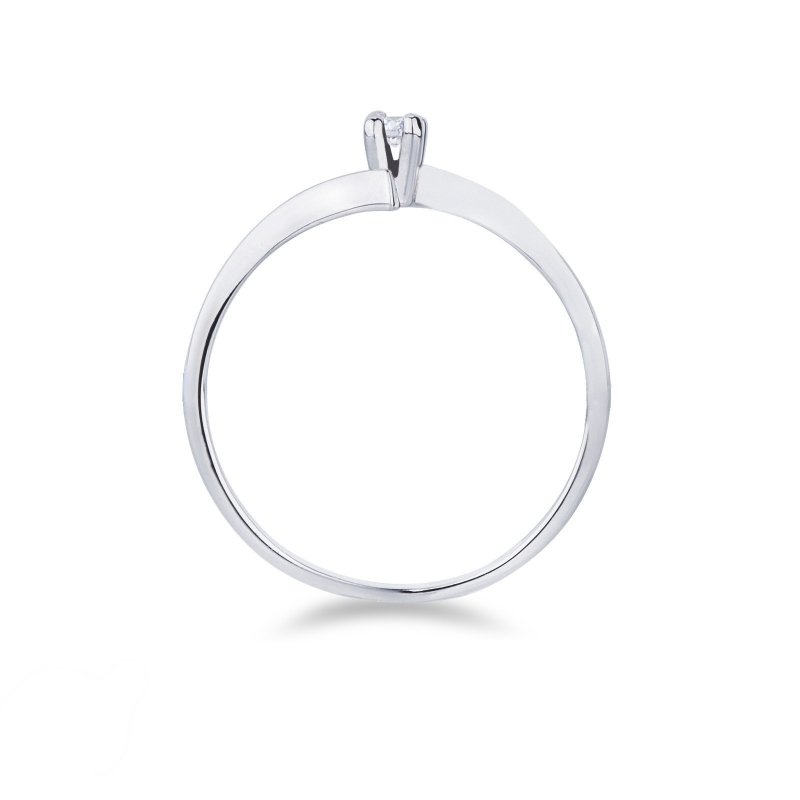 Bague Solitaire en Or Blanc 18k avec Diamant Taille Brillante 0.04 ct Bague Solitaire en Or Blanc 18k avec Diamant Taille Brillante 0.04 ct