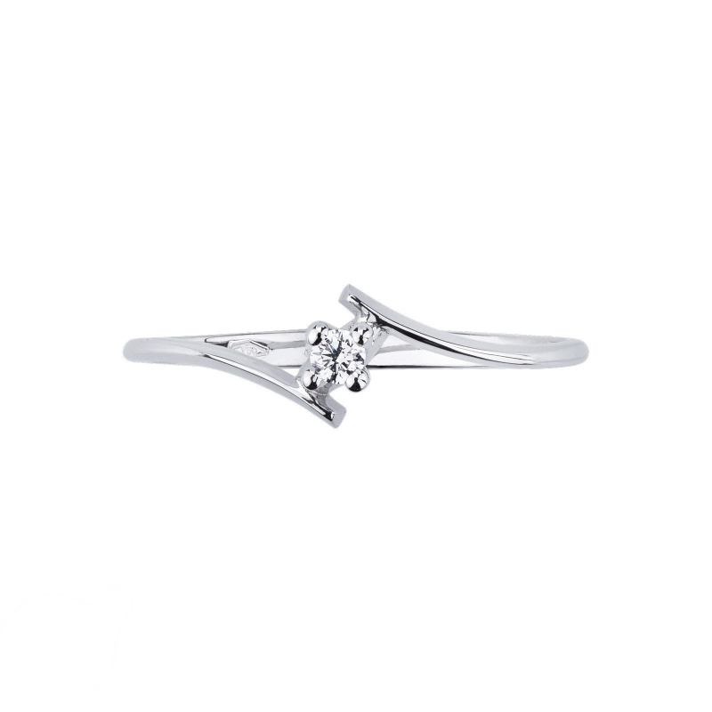 Bague Solitaire en Or Blanc 18k avec Diamant Taille Brillante 0.04 ct Bague Solitaire en Or Blanc 18k avec Diamant Taille Brillante 0.04 ct