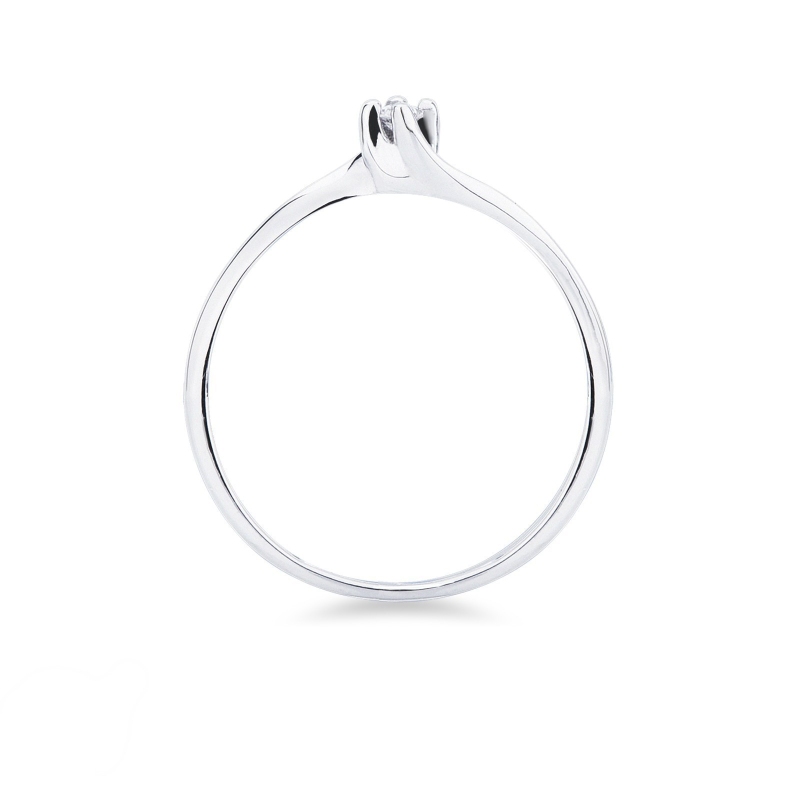Bague solitaire en or blanc 750 avec brillant 0,04 ct 