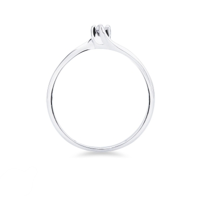 Bague solitaire en or blanc 750 avec brillant 0,04 ct 