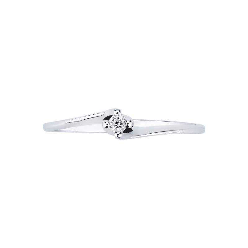 Bague solitaire en or blanc 750 avec brillant 0,04 ct 