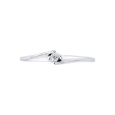 Bague solitaire en or blanc 750 avec brillant 0,04 ct 
