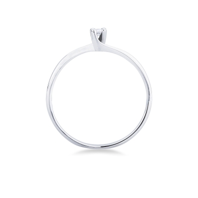 Bague solitaire en or blanc 750 avec diamant 0,04 ct
