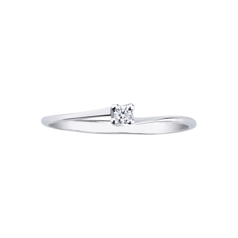 Bague solitaire en or blanc 750 avec diamant 0,04 ct Bague solitaire en or blanc 750 avec diamant 0,04 ct