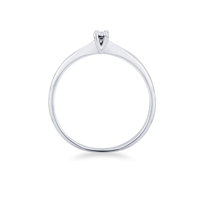 Bague solitaire 4 griffes en or blanc 750 avec diamant 0,04 ct
