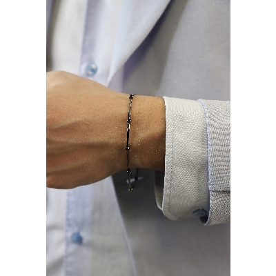 Bracelet homme en or 18 carats entièrement bruni avec diamants noirs