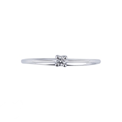 Bague solitaire 4 griffes en or blanc 750 avec diamant 0,04 ct 2