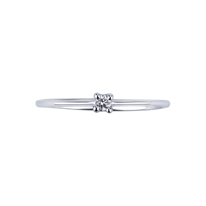 Bague solitaire 4 griffes en or blanc 750 avec diamant 0,04 ct Bague solitaire 4 griffes en or blanc 750 avec diamant 0,04 ct