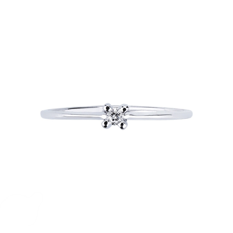 Bague 0.04 ct  solitaire en or blanc 18 carats avec diamant  Bague 0.04 ct  solitaire en or blanc 18 carats avec diamant