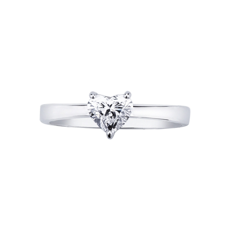 Bague diamant taille cœur 0,70 ct GIA en or blanc 18k