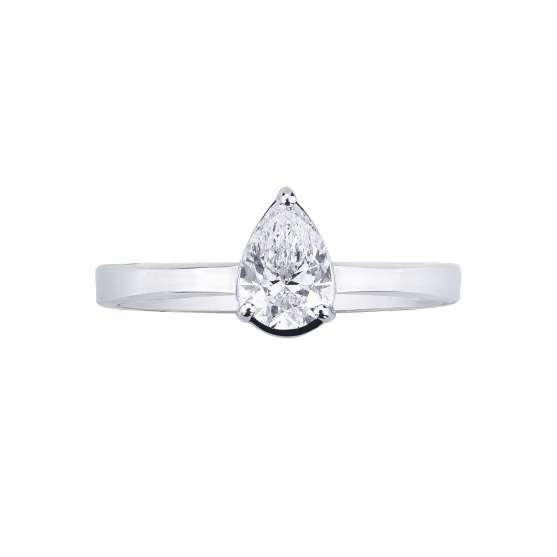 Bague avec diamant taille goutte 0,50 ct GIA en or blanc 18k Bague avec diamant taille goutte 0,50 ct GIA en or blanc 18k