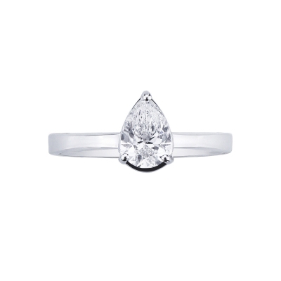 Bague solitaire en or 18k avec diamant poire certifié GIA 0.70 ct