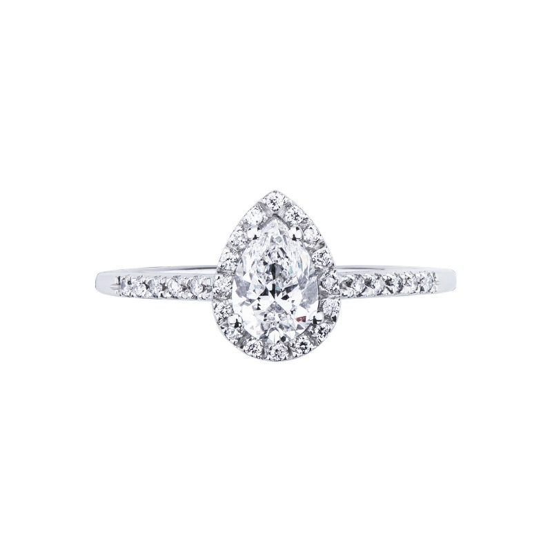 Bague avec diamant taille goutte 0,70 ct GIA en or blanc 18k Bague avec diamant taille goutte 0,70 ct GIA en or blanc 18k