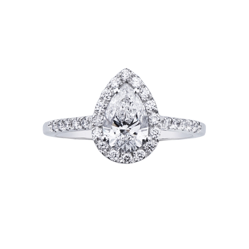 Bague avec diamant taille goutte 1,00 ct GIA en or blanc 18k Bague avec diamant taille goutte 1,00 ct GIA en or blanc 18k