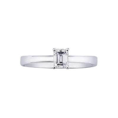 Bague avec diamant taille émeraude 0,50 ct GIA en or blanc 18k