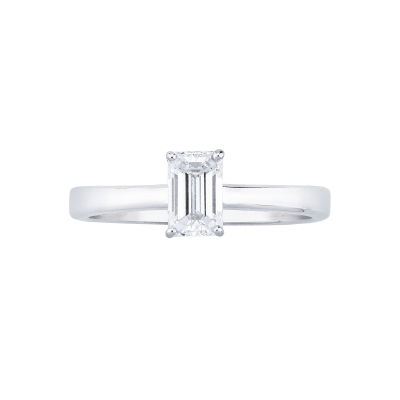 Bague solitaire or blanc 18k avec diamant naturel GIA CT.0.70
