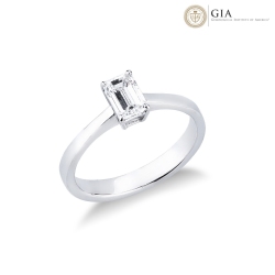 Bague solitaire or blanc 18k avec diamant naturel GIA CT.0.70