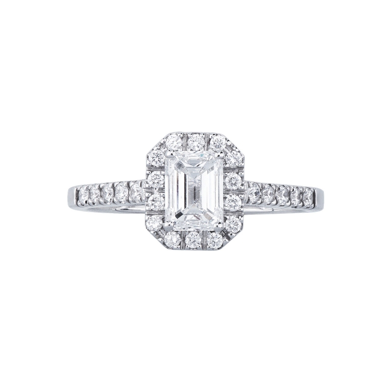 Anneau solitaire or 750 avec diamant émeraude certifié GIA CT.1,00 Anneau solitaire or 750 avec diamant émeraude certifié GIA CT.1,00
