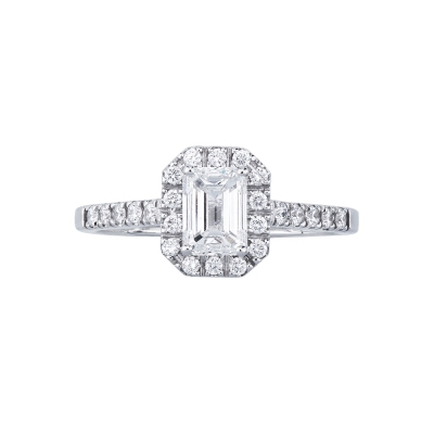 Anneau solitaire or 750 avec diamant émeraude certifié GIA CT.1,00