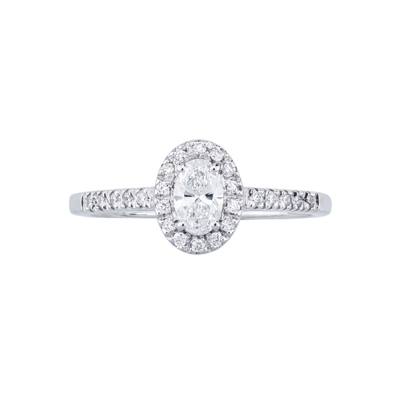 Bague solitaire en or blanc 18k diamant ovale certifié GIA ct 0.30 Bague solitaire en or blanc 18k diamant ovale certifié GIA ct 0.30