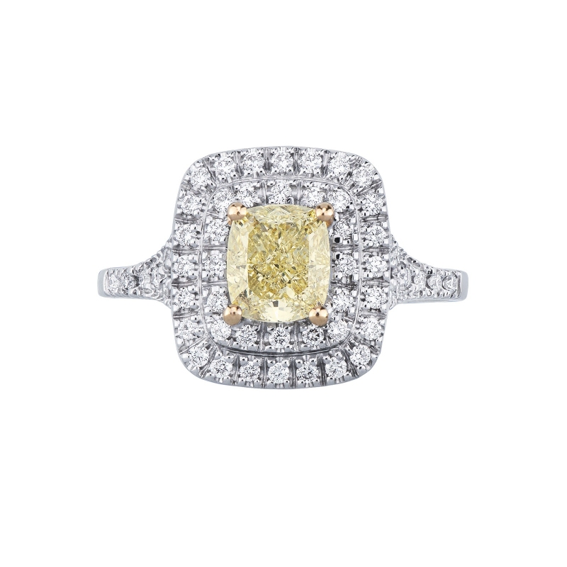 Solitaire or blanc 18k diamant jaune fancy GIA 1.16CT Solitaire or blanc 18k diamant jaune fancy GIA 1.16CT