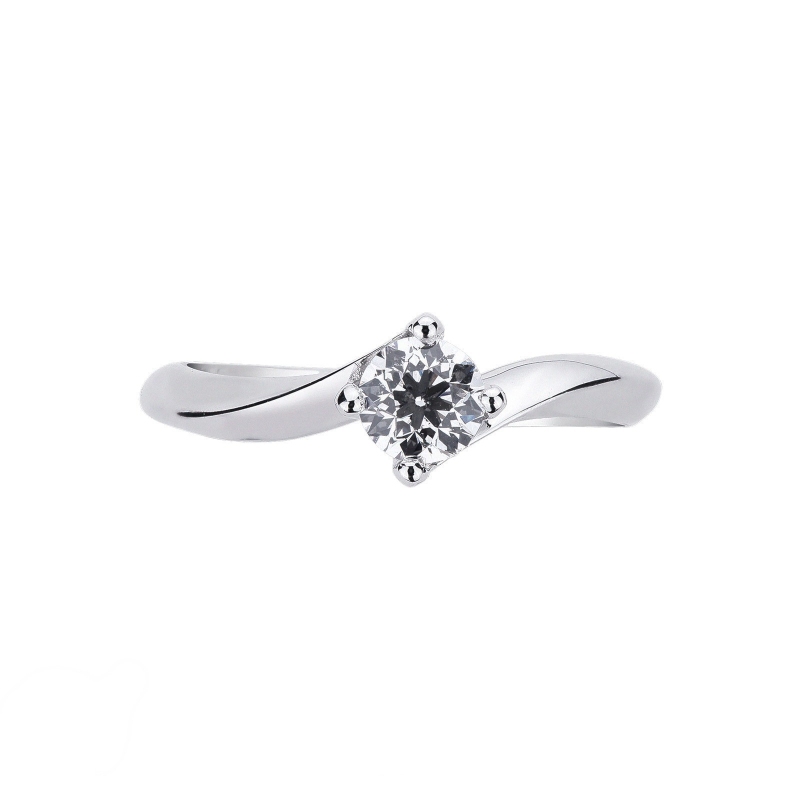 Bague en or blanc 18 carats avec diamant central certifié IGI 0,49 CT