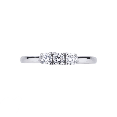 Bague trilogie en or blanc 18k avec diamants 0.25 ct