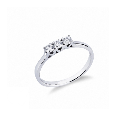 Bague de fiançailles 3 diamants en or blanc 18k