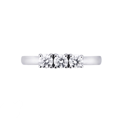 Demi alliance trilogie en or blanc 18k avec diamants 0.60 ct 