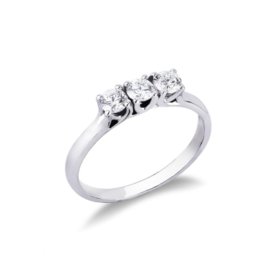 Demi alliance trilogie en or blanc 18k avec diamants 0.60 ct 
