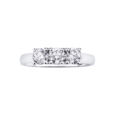 Demi alliance trilogie en or blanc 18k avec diamants 0.90 ct