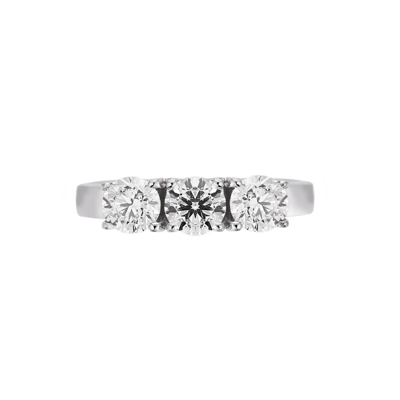 Bague trilogie en or blanc 18k avec diamants 1.20 ct Bague trilogie en or blanc 18k avec diamants 1.20 ct
