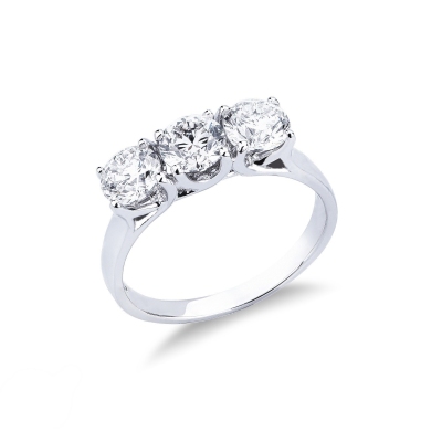 Bague Trilogy en or blanc 18k avec diamants 1,70 ct