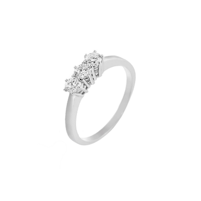Bague trilogie de diamants 0.45 ct et or blanc 18 k