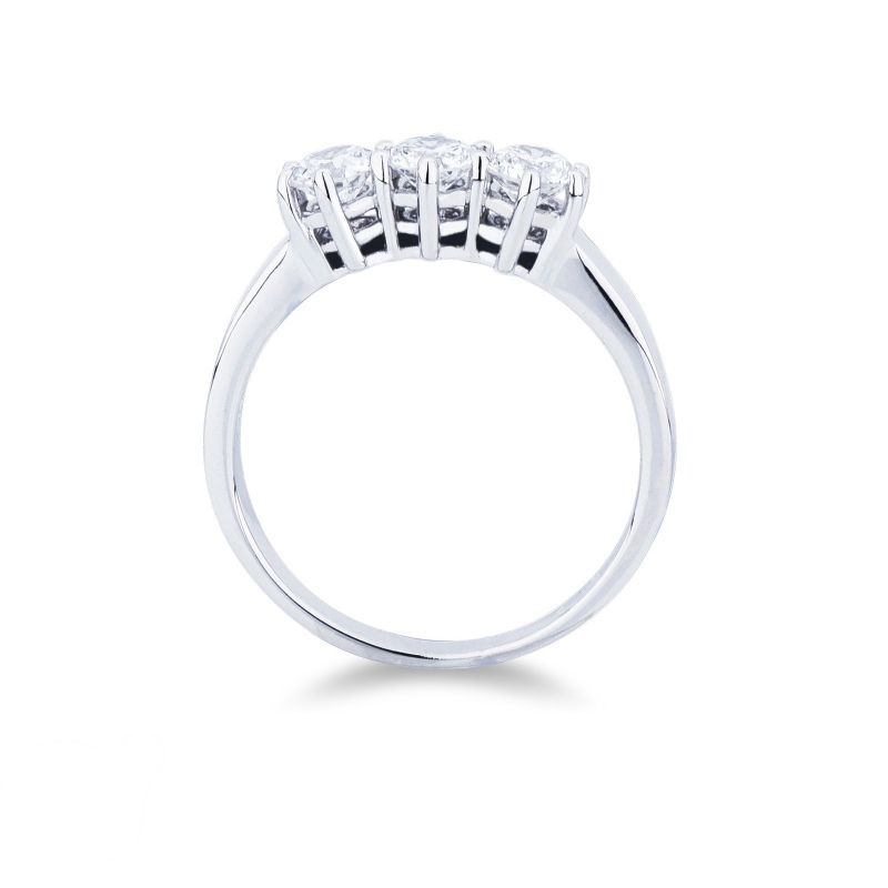 Bague 3 pierres de 0.75 ct en or blanc 18k  Bague 3 pierres de 0.75 ct en or blanc 18k