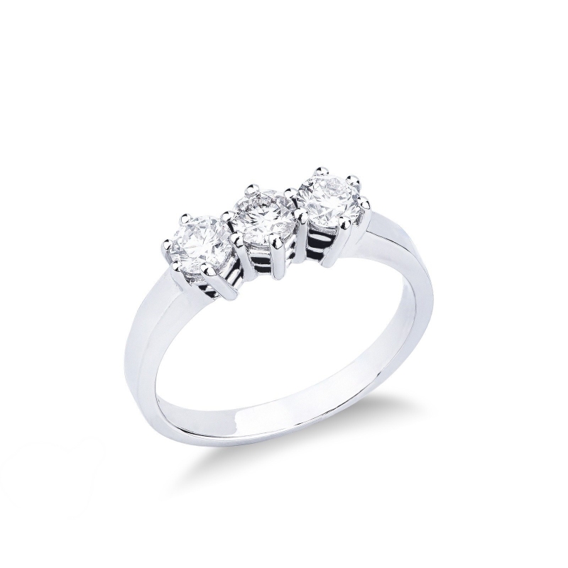 Bague trilogy en or blanc 18k avec diamants 0.80 ct