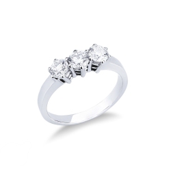 Bague trilogy en or blanc 18k avec diamants taille brillant 0.90 ct