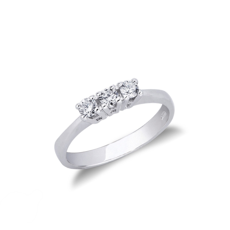 Bague trilogy en or blanc 18k avec diamants ct 0.30
