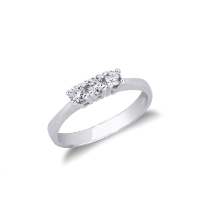 Bague trilogy en or blanc 18k avec diamants ct 0.30